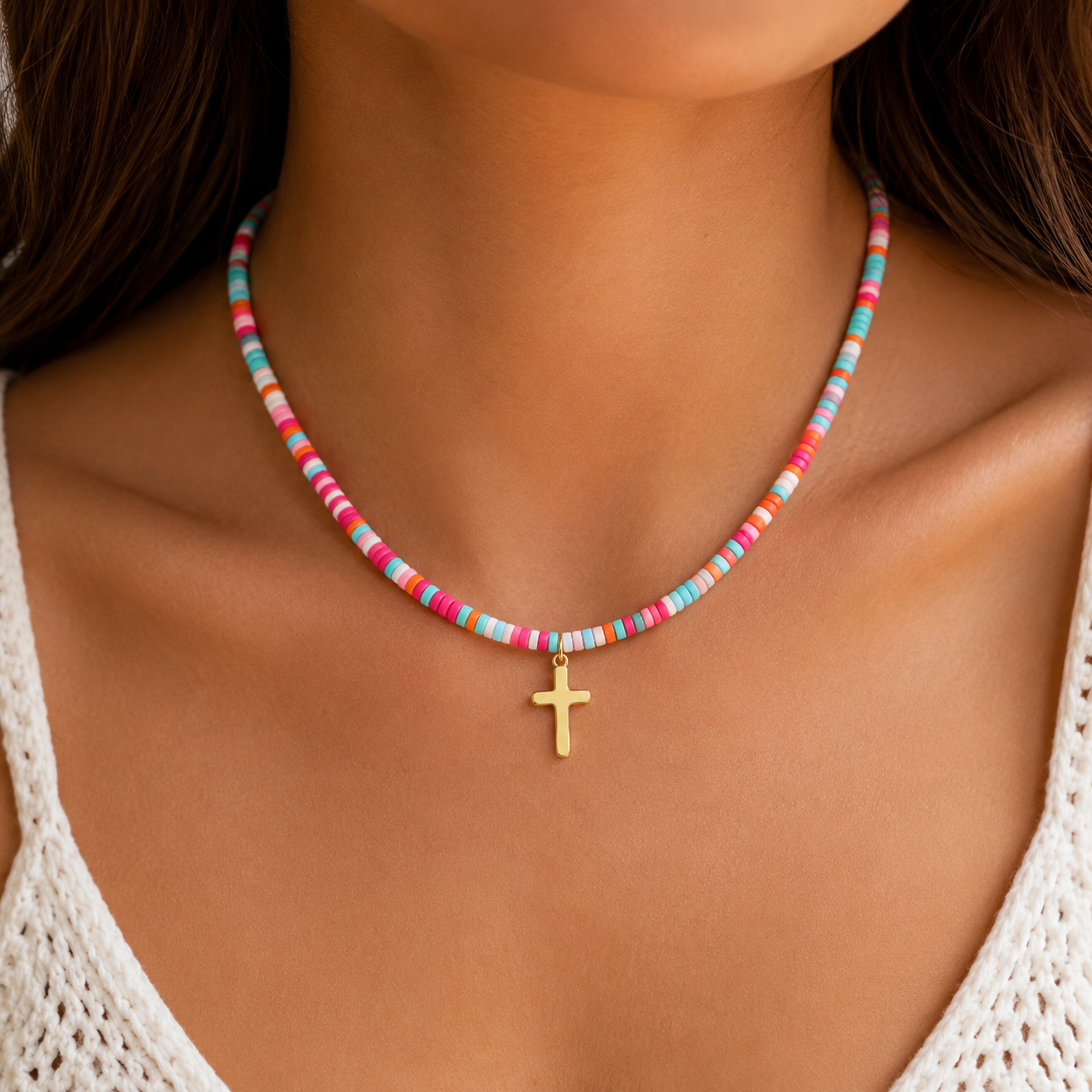 Beaded Cross Necklace